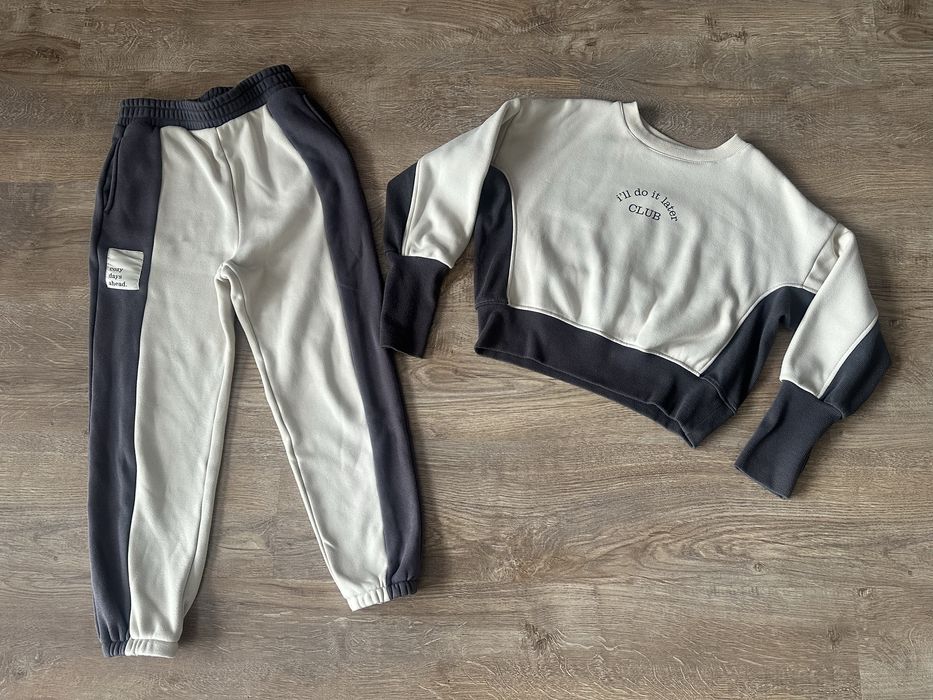 Sinsay dres 146 spodnie bluza 140 komplet set dresy