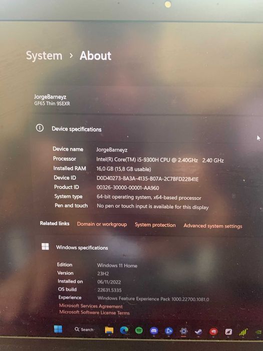 Portátil Gaming MSI GF65 Thin (modelo 9SEXR)