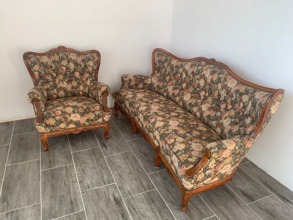 Fotel retro vintage nowa tapicerka