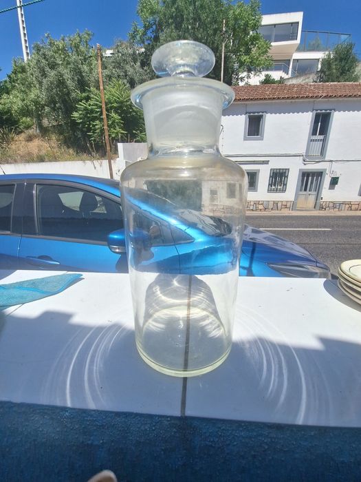 Frasco vidro antigo de farmacia 33cm