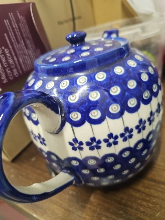 Porcelana Bolesławiec imbryk czajnik handmade Poland