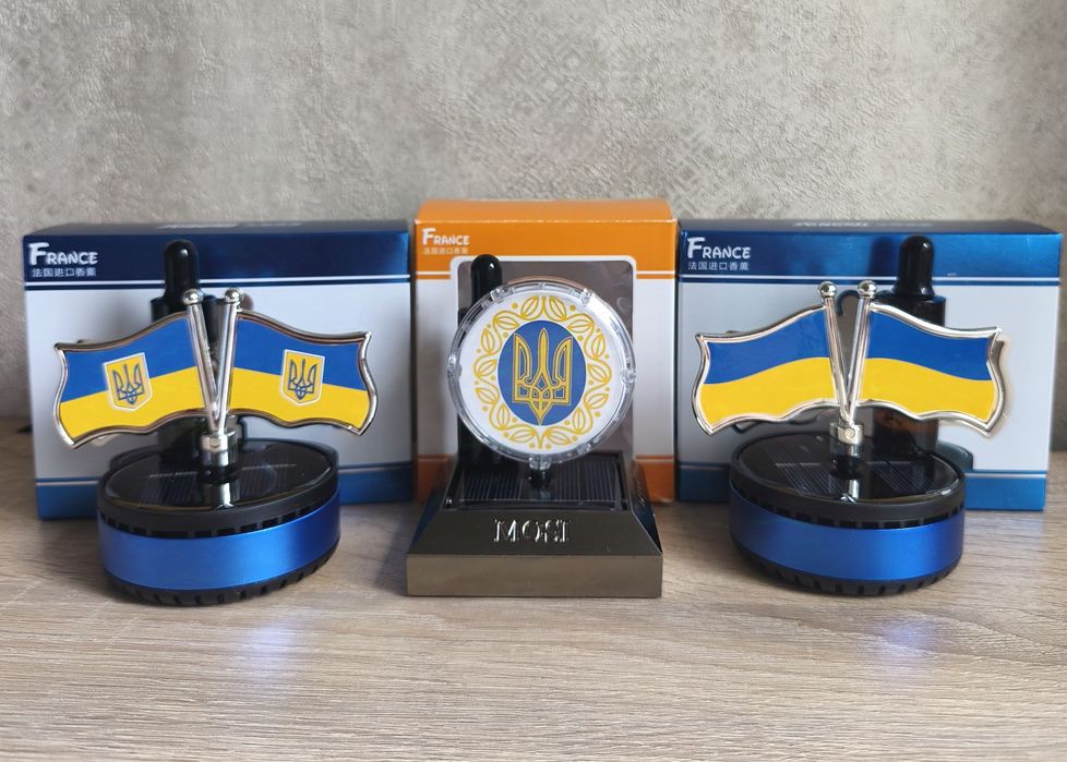 Ароматизатор автомобильный "Флаг Украины", "Герб" на солнечной батарее
