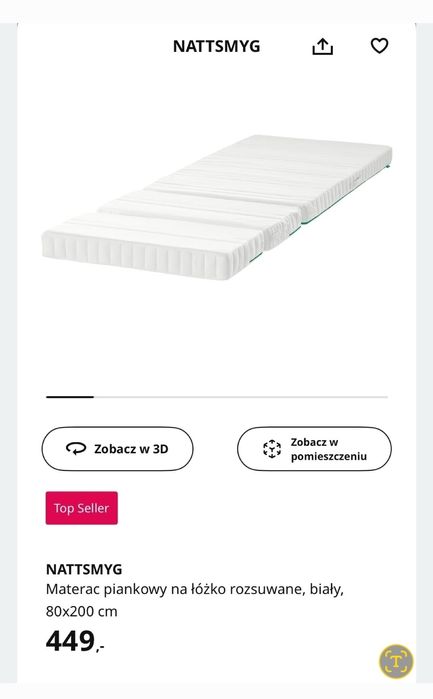 Łóżko dla dziewczynki z Ikea+ materac