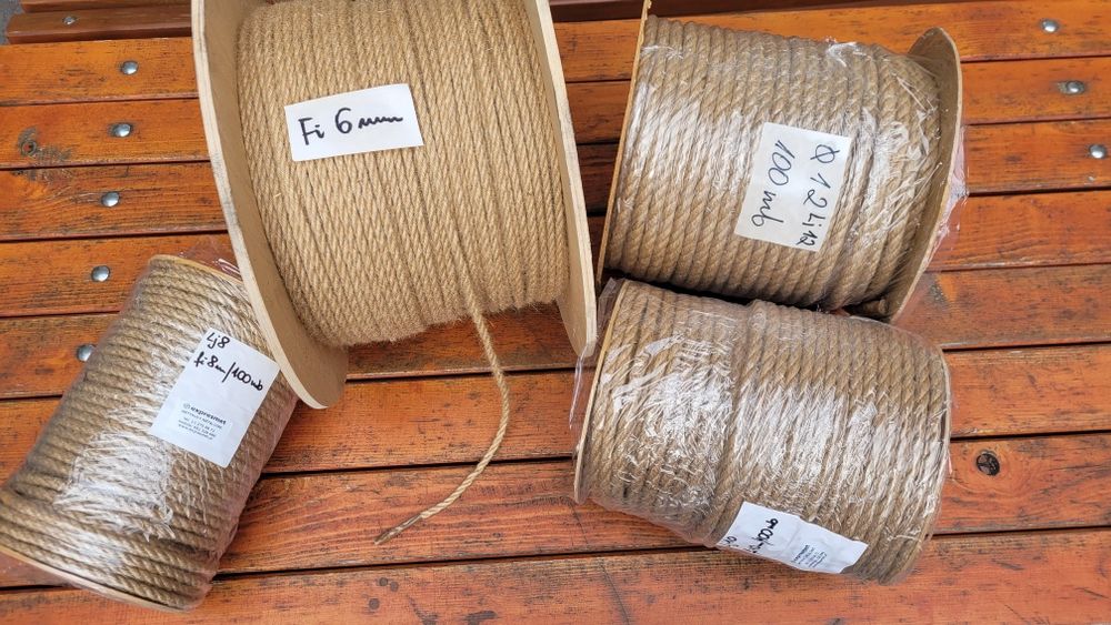 Linka jutowa fi6mm 20m powróz sznurek linka żeglarska POWRÓZ PROMOCJA!
