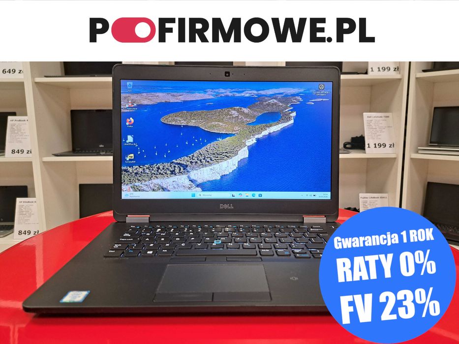 A-Klasa Laptop 14" Dell Latitude E7470 i5-6gen 8GB Win11 128SSD Kamera HDMI Gwarancja 12mc Faktura 23%