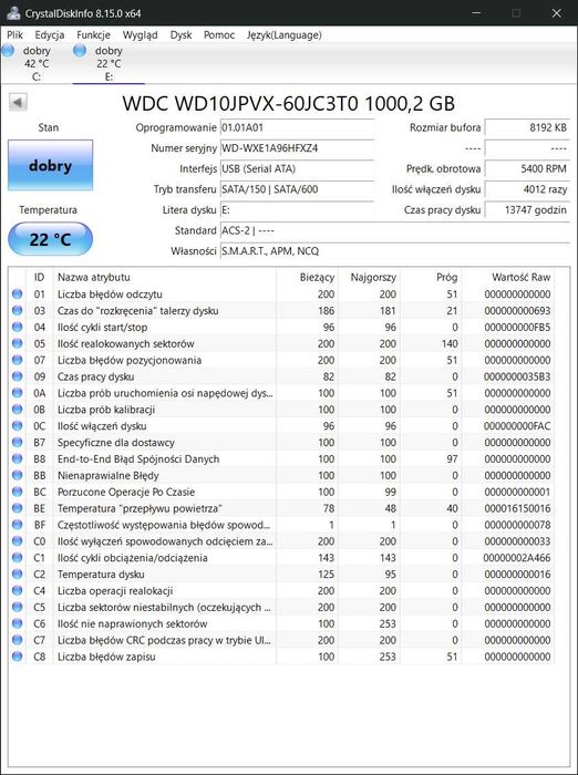 Dysk twardy Western Digital Blue WD10JPVX 1TB SATA III 2,5"