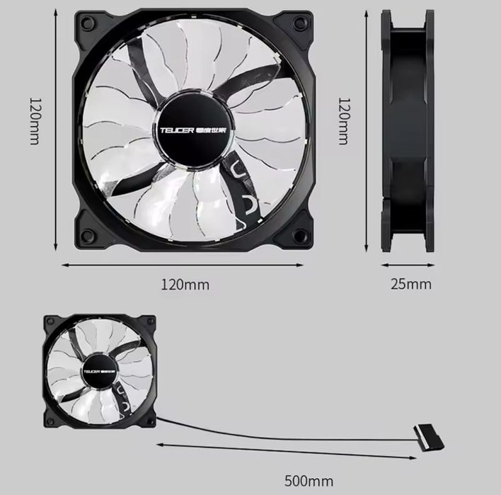 Кулер вентилятор новый с подсветкой для Компьютера TEUCER 120мм 4 pin