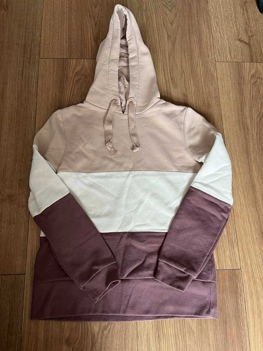 Bluza damska pasy z kapturem r. S pudrowy róż