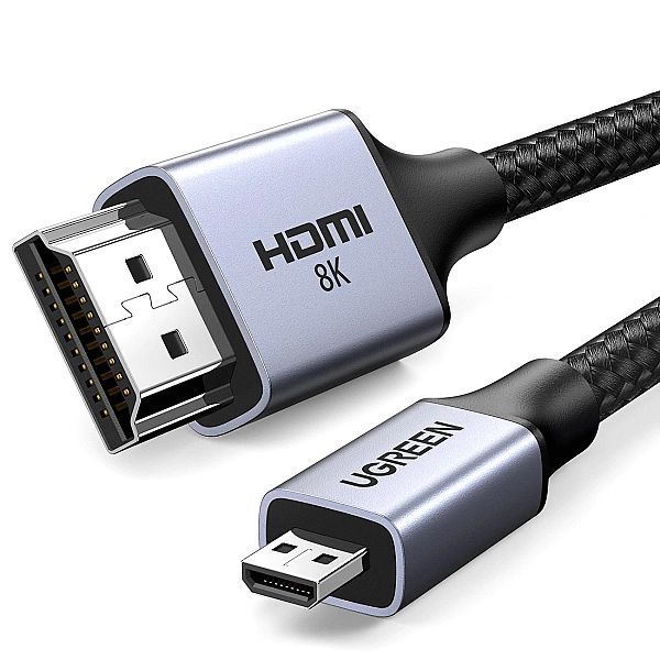 Kabel przejściówka micro Hdmi - Hdmi 2.1/8k 2m Ugreen Hd164 - szary