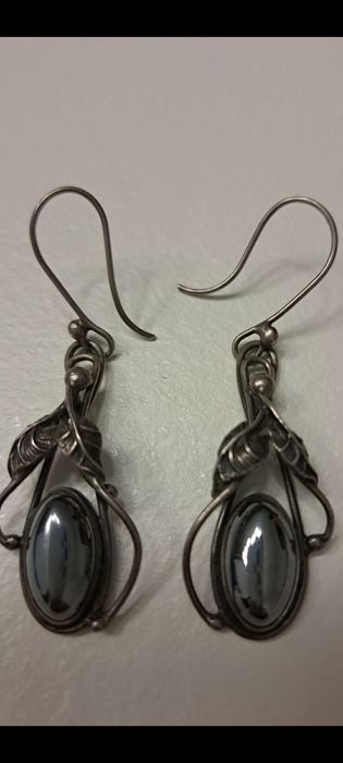 Kolczyki srebrne z hematytem