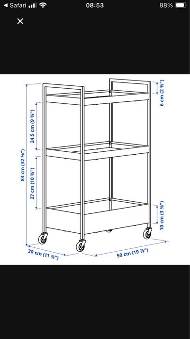 Regał pomocnik na kółkach  Nissafors Ikea