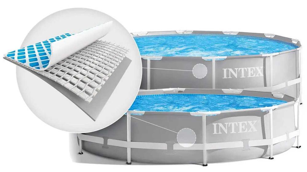 Каркасный бассейн Intex 305х99 см с фильтр-насосом лестницей тентом и подстилкой