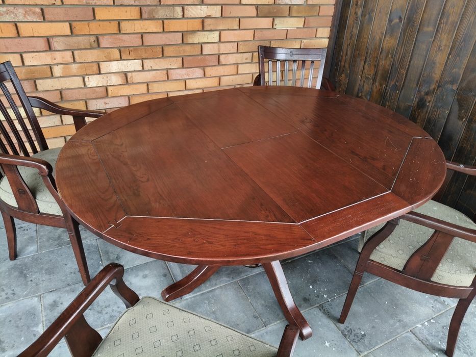 Stół dębowy rozkładany + 4 krzesła