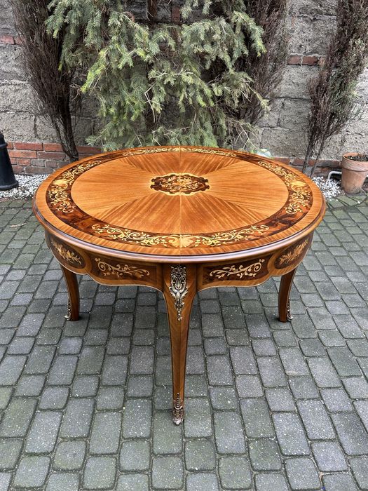 Stół Ludwikowski + 6 Krzeseł Ludwik Intarsja Jadalnia Po Renowacji