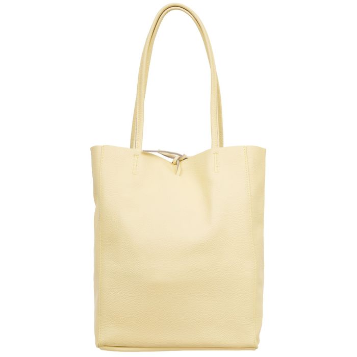 VERA PELLE torebka damska skórzana shopper na ramię V727 j.żółta