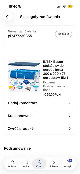 Sprzedam duży, zadbany basen