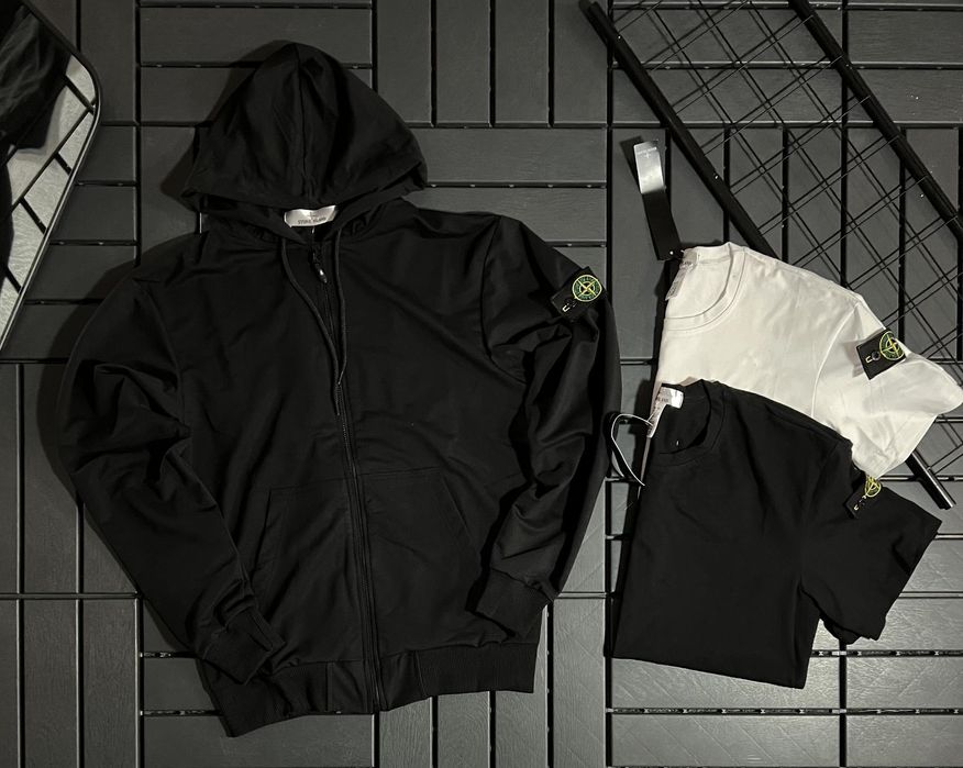 Спортивный осенний мужской детский Stone island  чёрный