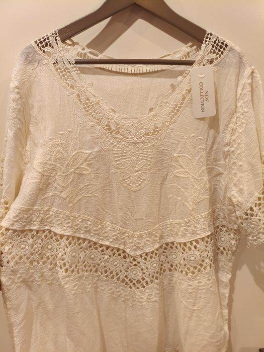 Nowa beżowa ażurowa bluzka roz. L-2XL