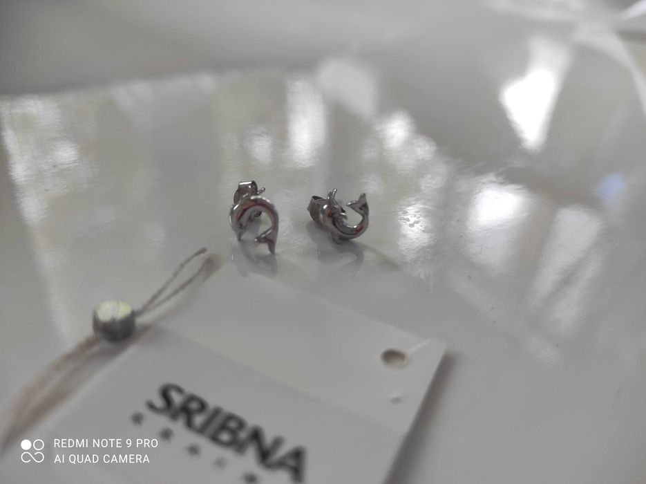 Детские серьги-дельфинчики. Серебро.