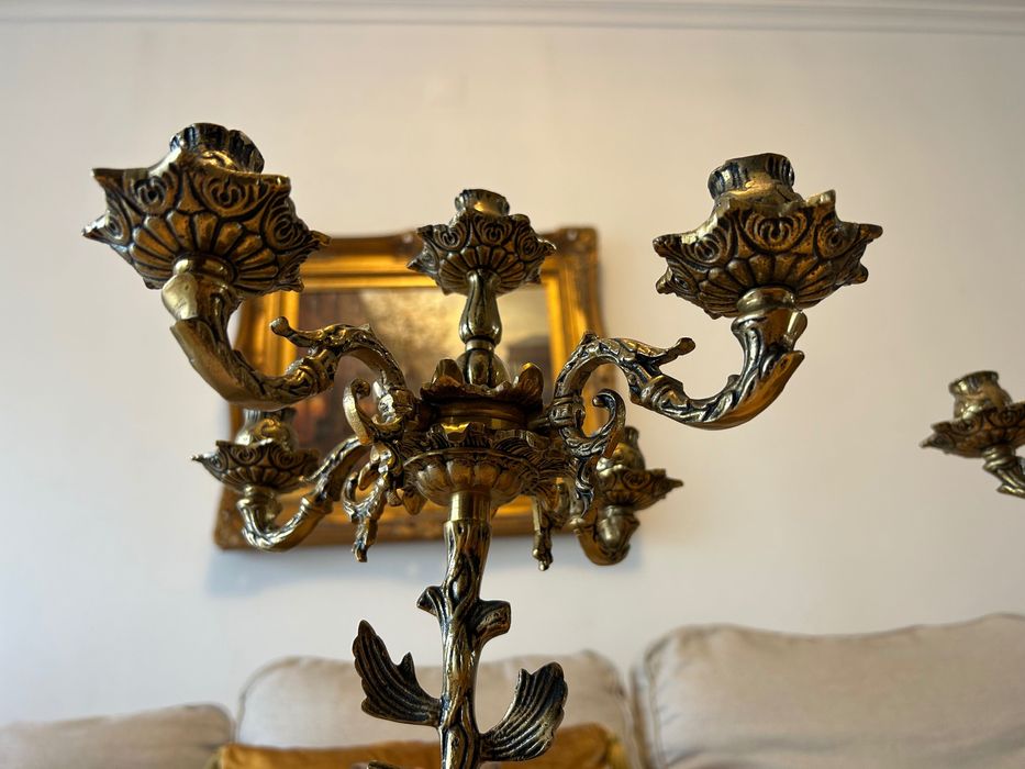 Par de Castiçais XIX bronze/Latão