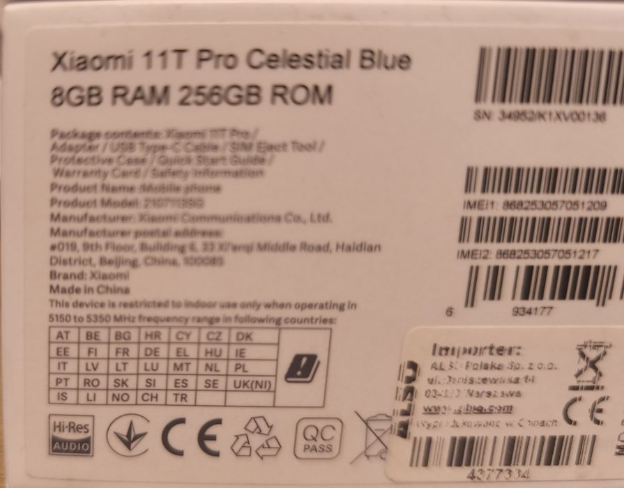 Telefon Xiaomi 11t pro  256gb
