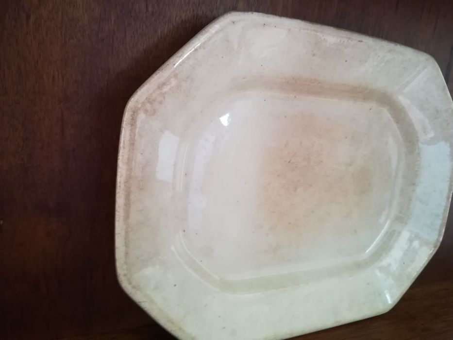 Travessa faiança antiga octagonal