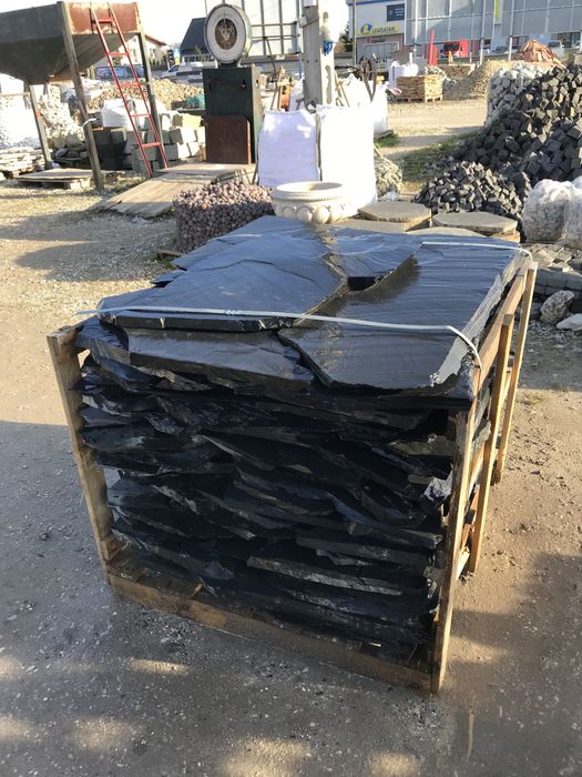 CZARNY ŁUPEK NATURALNY Kamień na Taras Schody Elewacja Dzikówka Płyty