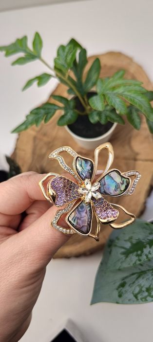 Nowa ekskluzywna bardzo duża broszka kwiat plus gratis