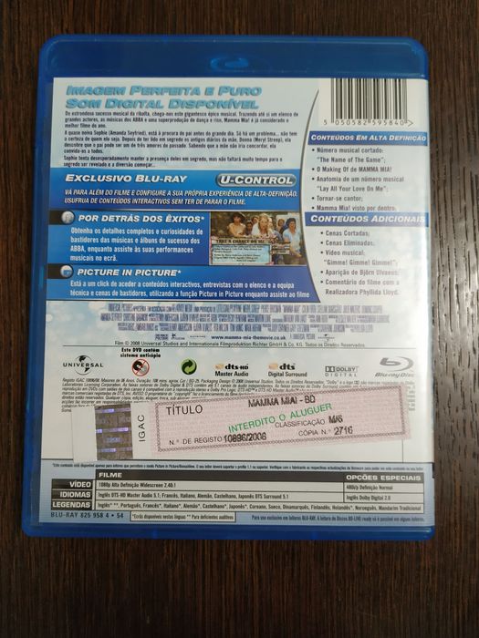 Filme Mamma Mia em blu-ray