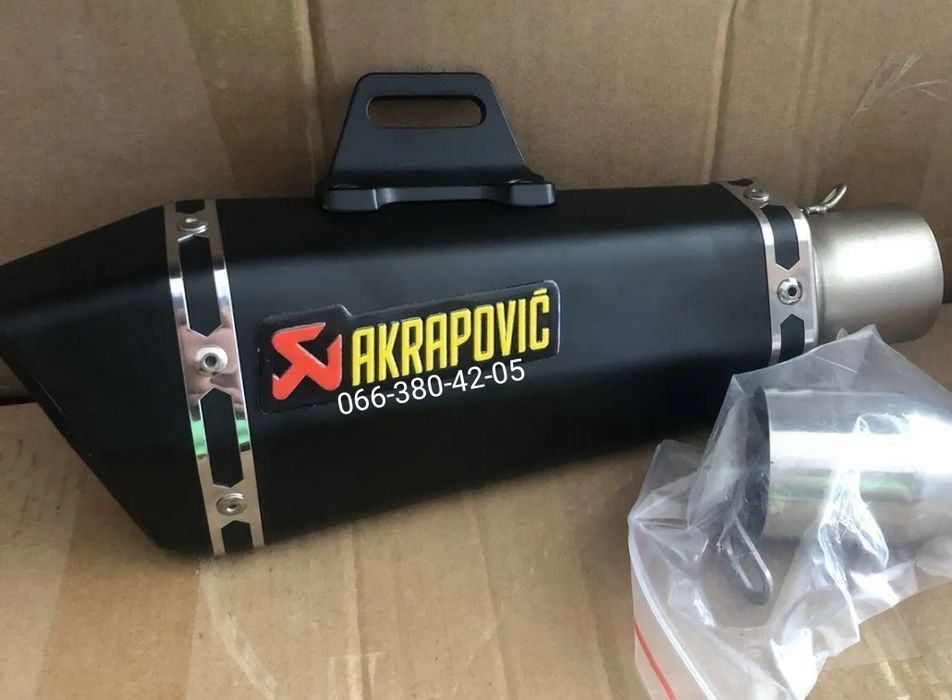 Мото Выхлоп глушитель прямоток Akrapovic Акрапович  38/51мм наклейка