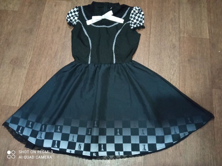 Костюм, платье,шахматная  черная королева, размер S