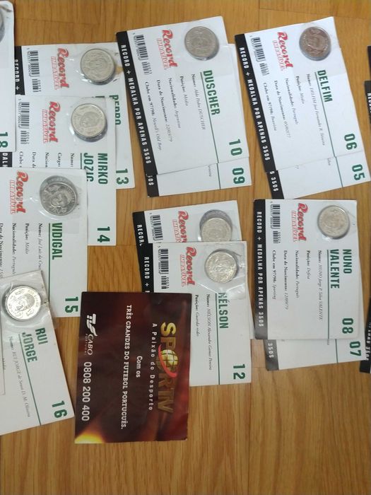 Coleção completa Futebol Sporting medalhas Record 1998