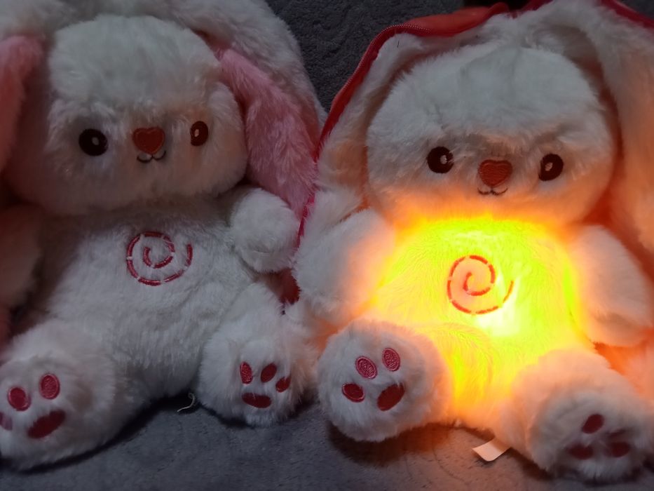 В НАЯВНОСТІ! М'яка іграшка нічник зайчик трансформер в полуничці або