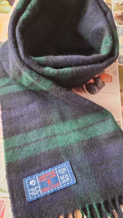 Szalik 134/31cm lambswool czysta wełna,ciepły,krata prezent