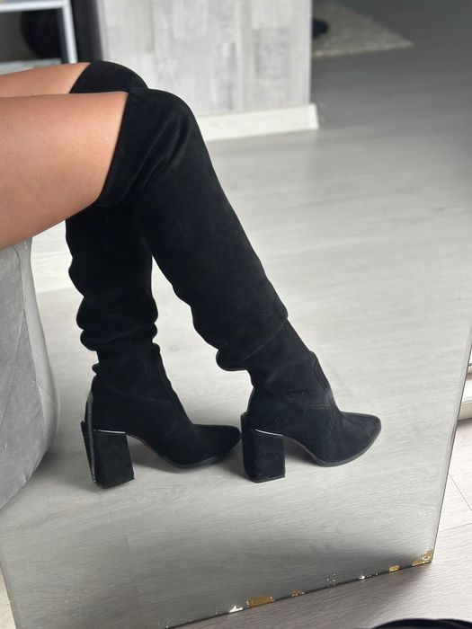 Ботфорди-панчохи натур.замша 37