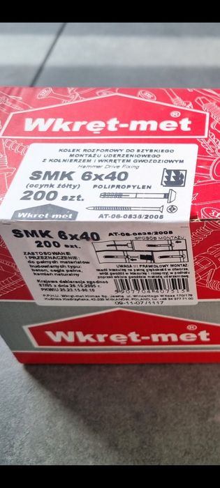 Wkret met kołek rozporowy do szybkiego montażu 6x40