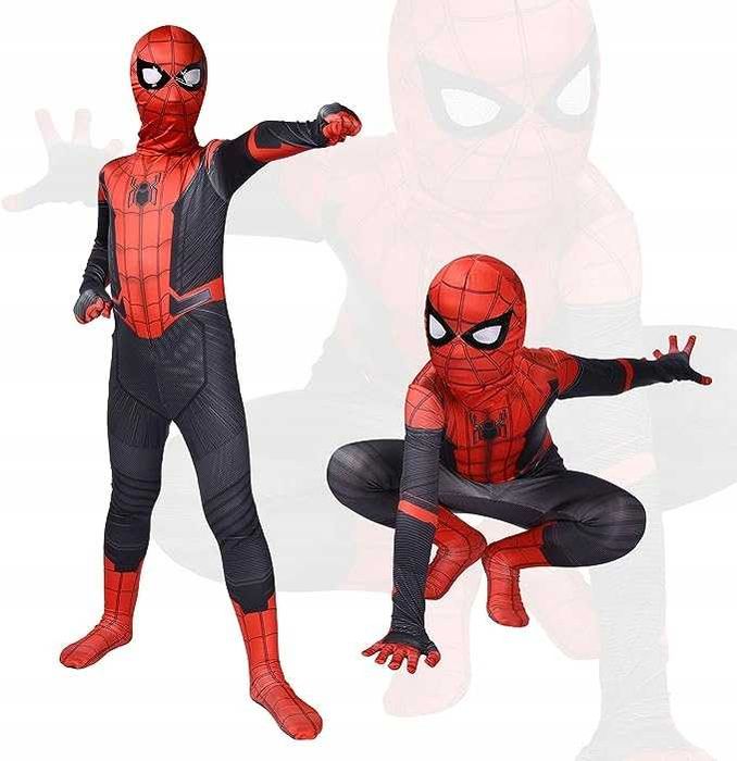 KOSTIUM PRZEBRANIE STRÓJ SPIDER-MAN czarno-czerwony roz 128/134cm Q749