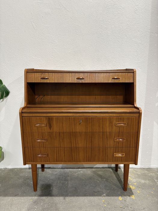 Skandynawski tekowy sekretarzyk biurko chatol Dania 1970s