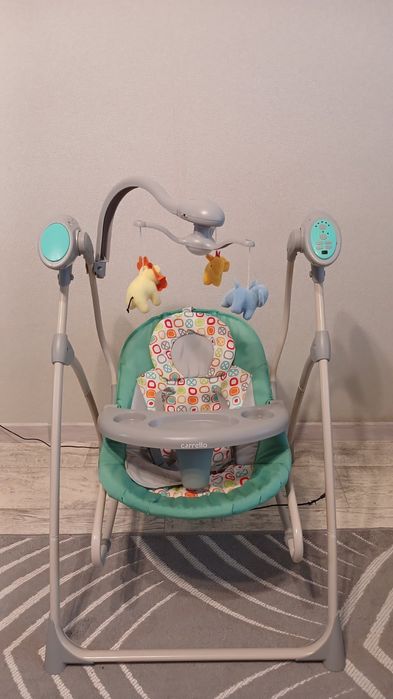 Дитяче крісло шезлонг гойдалка El Camino Sensa Circles Aqua Mint