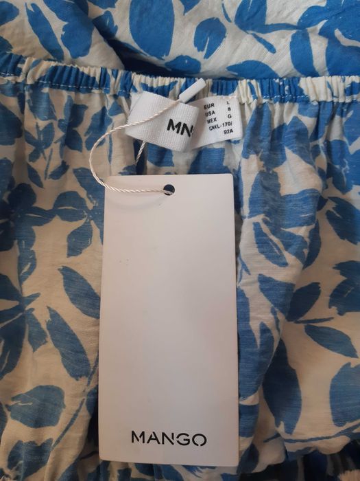 Платье мини в принт с рукавами mango