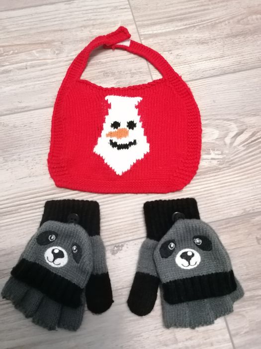 Komplet zimowy rekawiczki i szaliczek chłopiec