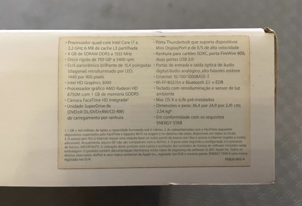 MacBook Pro 15.4’’ A1286 inicio 2011