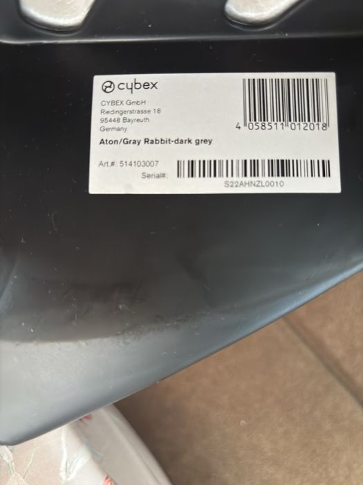 Автолюлька Cybex Aton Universal +адаптери0-13 кг Gray Rabbit-dark grey