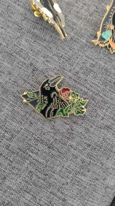 3 sztuki metalowa przypinka pin czarny kruk