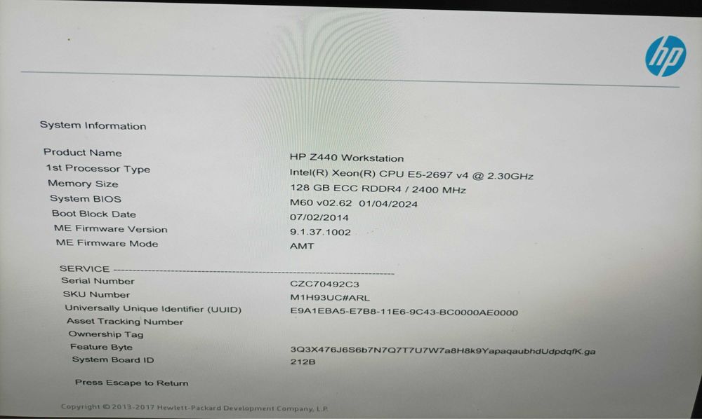 HP Z440 Workstation – 128 GB ECC, Xeon 18C/36T, LSI 9300-16i, ICY DOCK