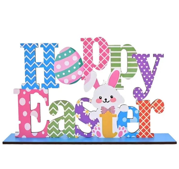 Placa de Madeira - Happy Easter / Feliz Pascoa