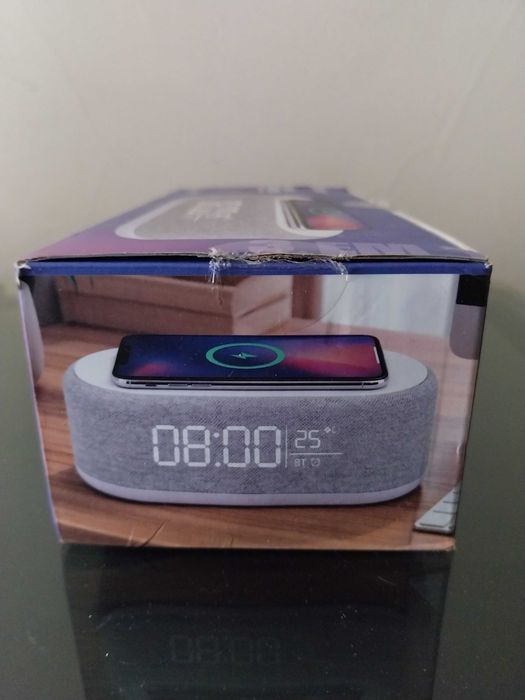 Coluna dupla com ligação bluetooth termómetro e relógio