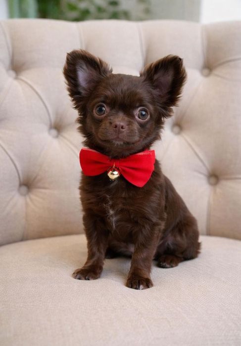 FCI Mały słodziak czekoladowy piesek chihuahua