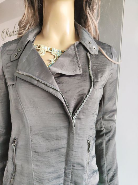 Grafitowa damska kurtka przejściowa wiosenna jesienna lekka rozmiar 38