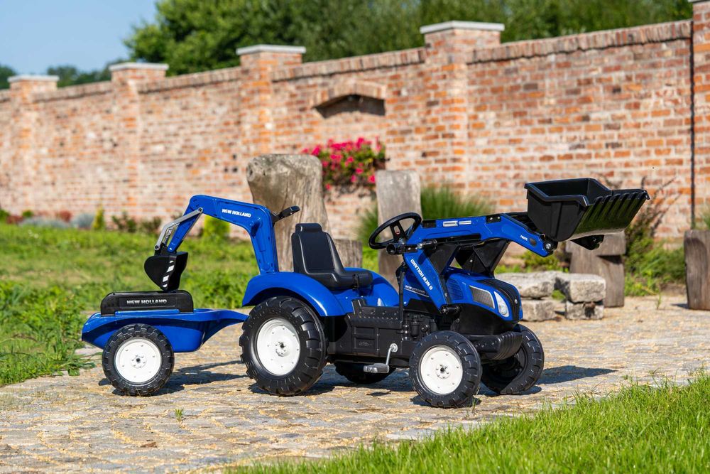 OGROMNY ciągnik FALK traktor na pedały NEW HOLLAND 3-7 3090Y KOPARKA